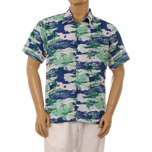 Men's Hawaiian Tropical Shirt Summer Aloha Beach Party Button Loose Fit Blue Pis
